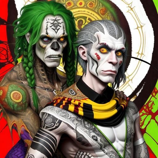 Surreal Contortionist Fantasy Painting in Imperial Colors