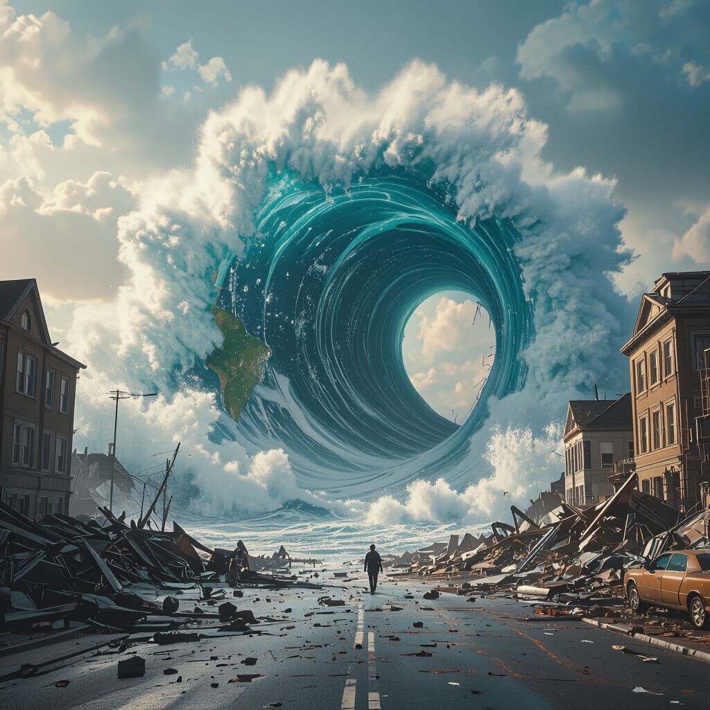 Mile High Tsunami Devastates Earth: Cinematic Film Still