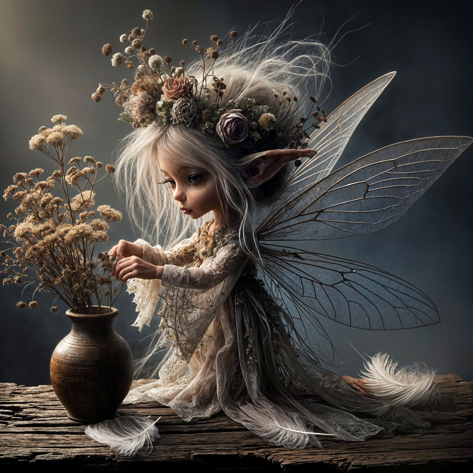 Enchanting Fairy Arranging Dried Flowers