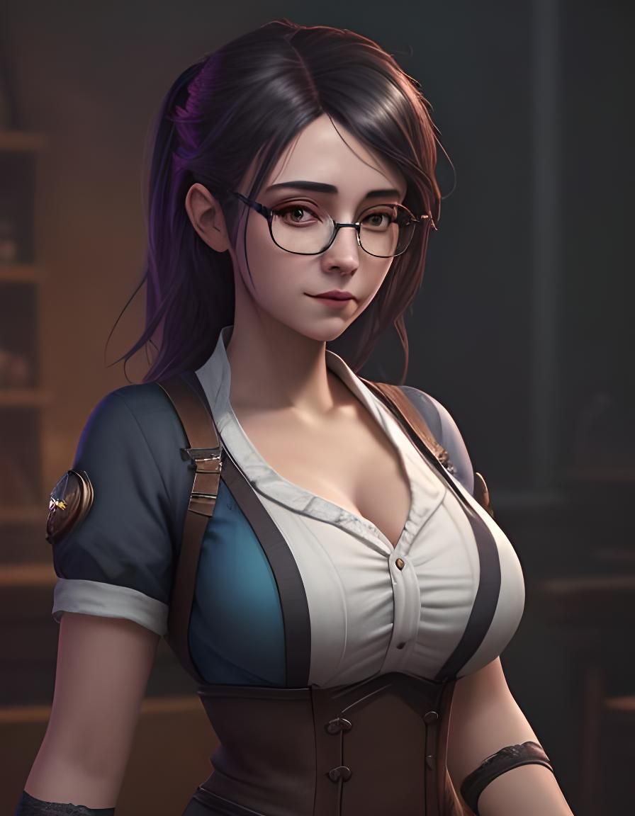Waitress with glasses