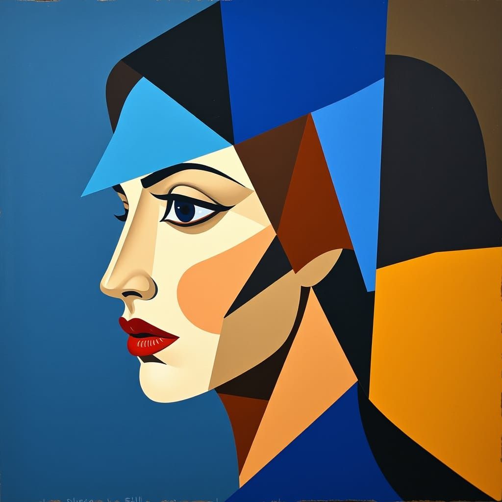 Cubist Portrait in Geometric Forms