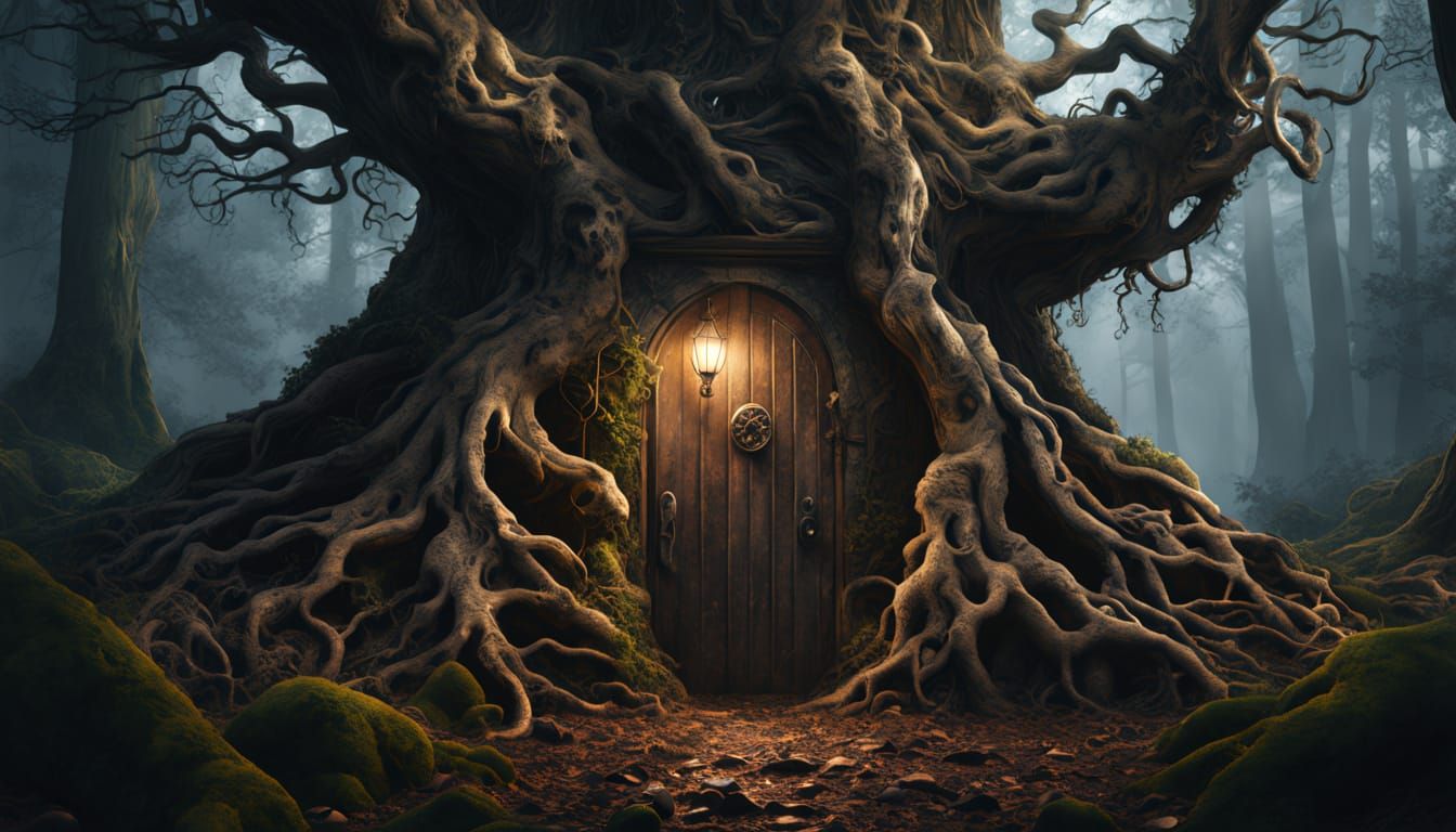Locked Door in Eerie Woods Digital Matte Painting