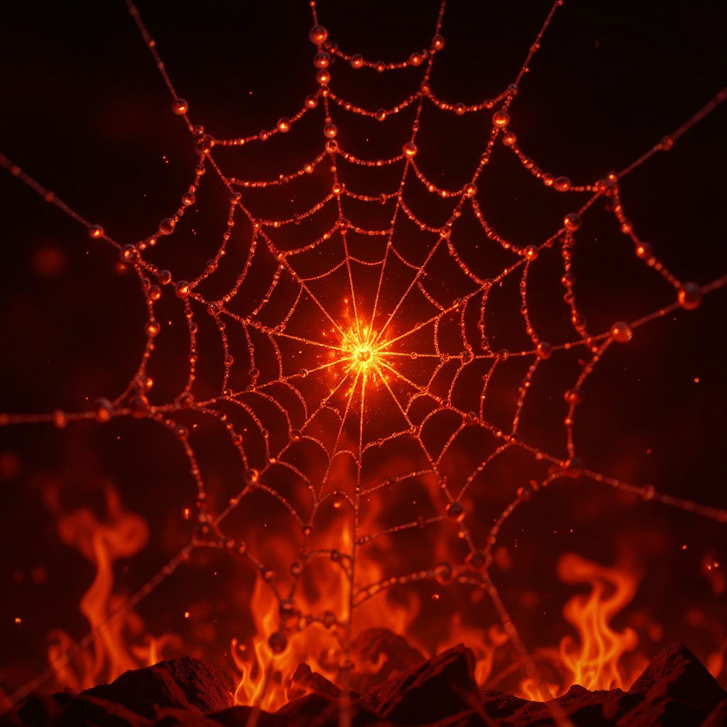 Glistening Dewdrops on Spiderweb: Macro Photography