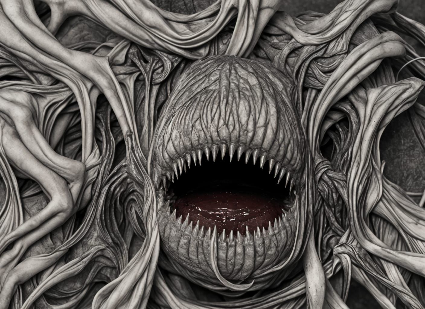 Photorealistic Crawling Abomination with Screaming Faces