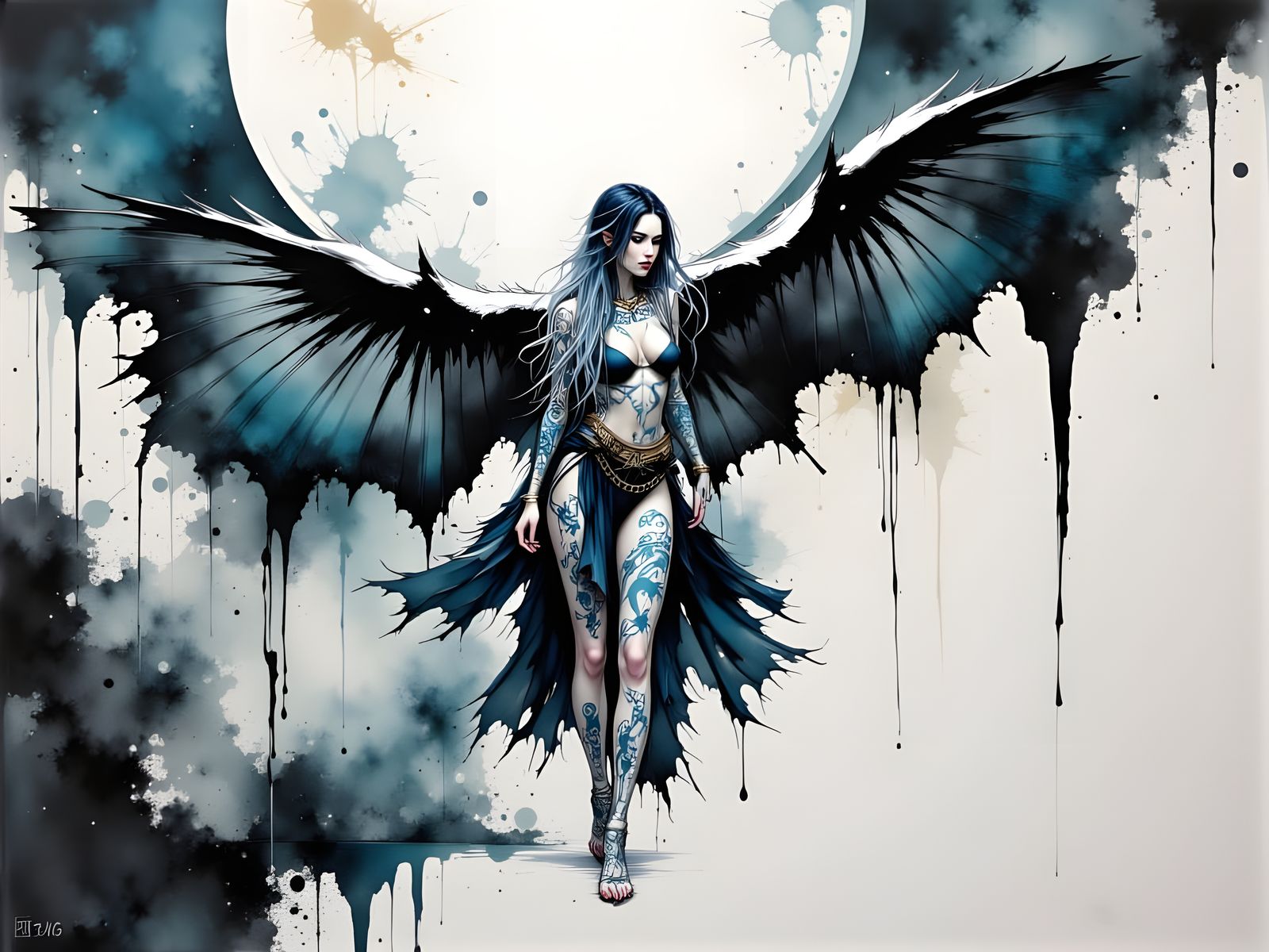 Beautiful Japanese Woman with Tattoos in Soft Fantasy