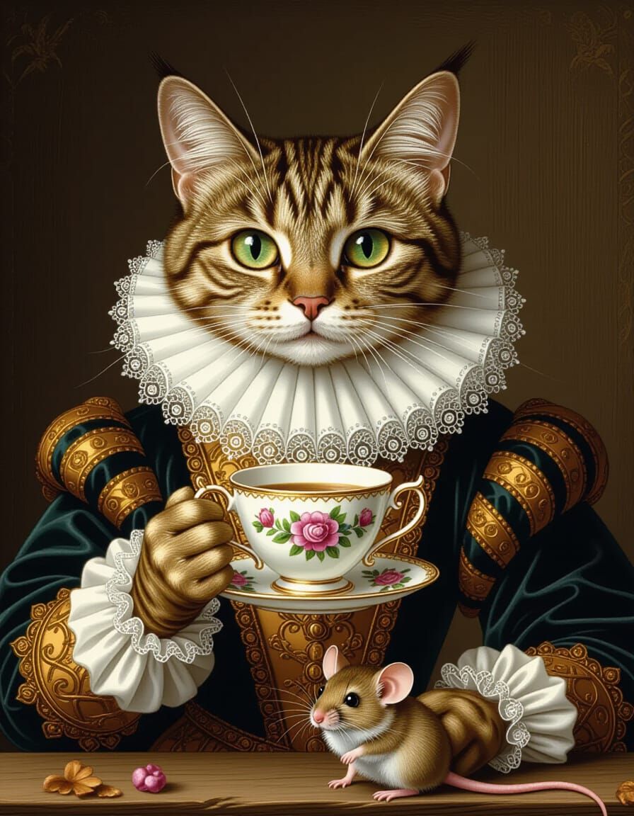 Renaissance Cat and Mouse Caricature