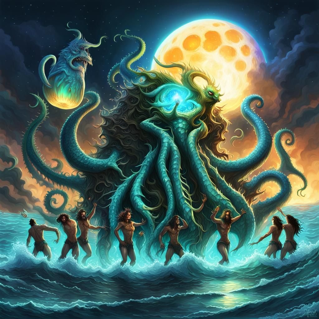 Moonlit Beach Party with Sea Witches and Wizards