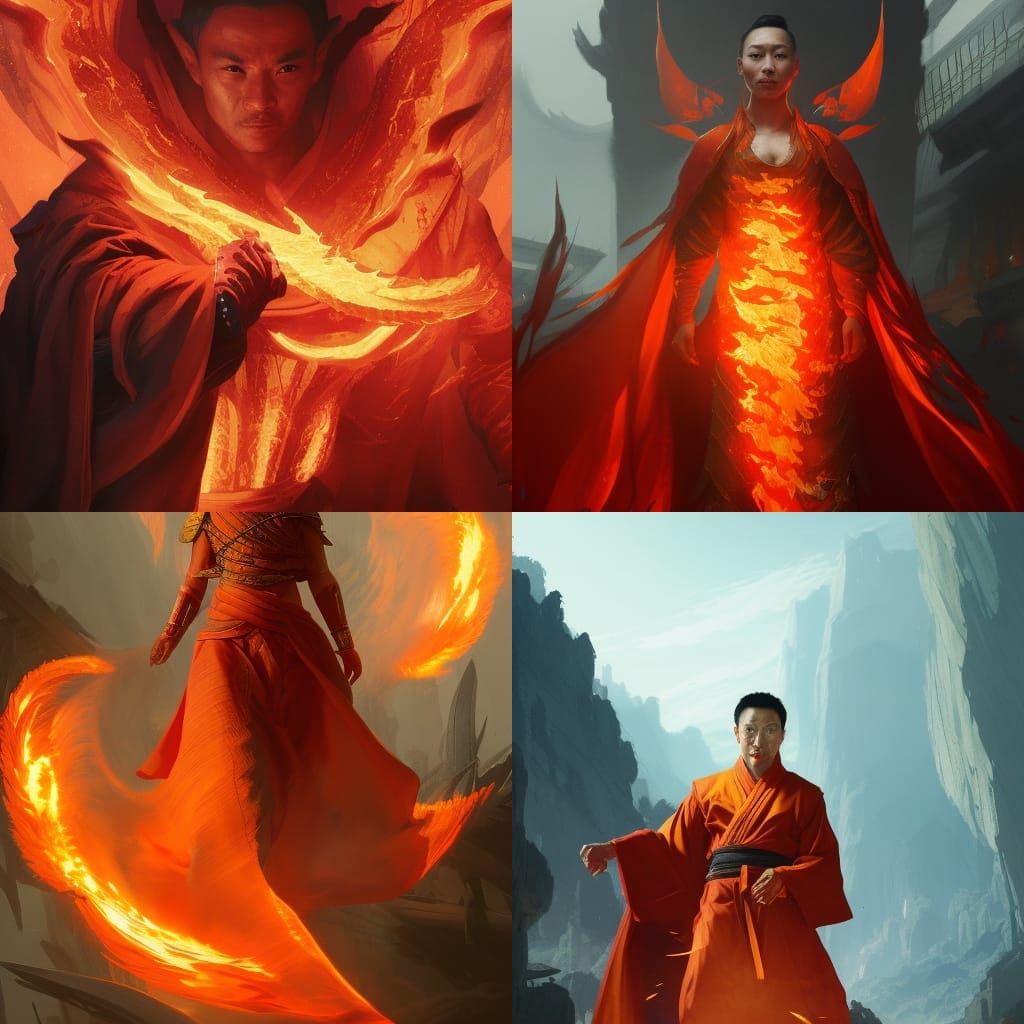Hu Bing as Fire Lord: Dark Fantasy Portrait
