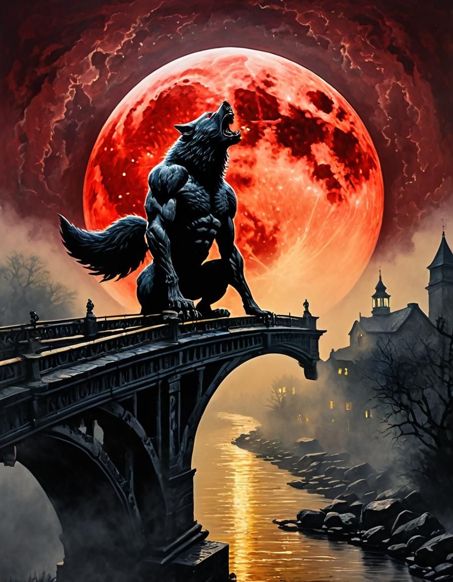 Werewolf and the blood moon