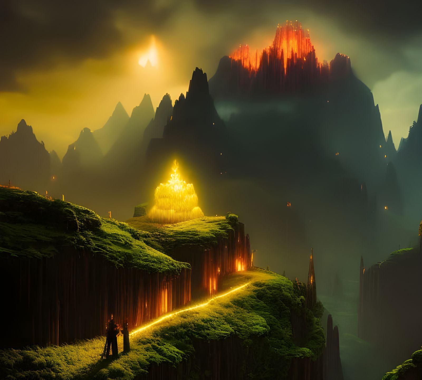 Cornpunk Landscape with Lava and Mutant Plants