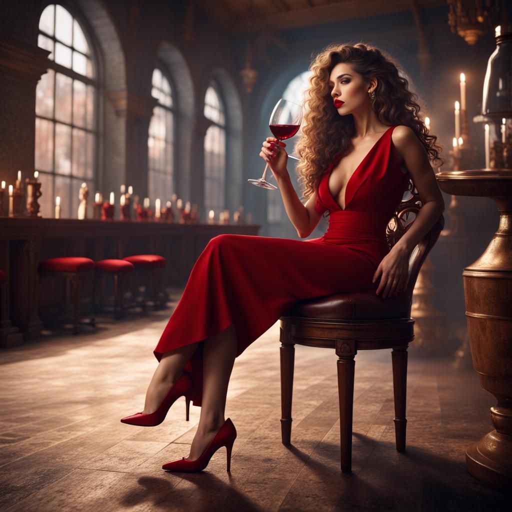 Model in Wine Glass: Detailed Matte Painting