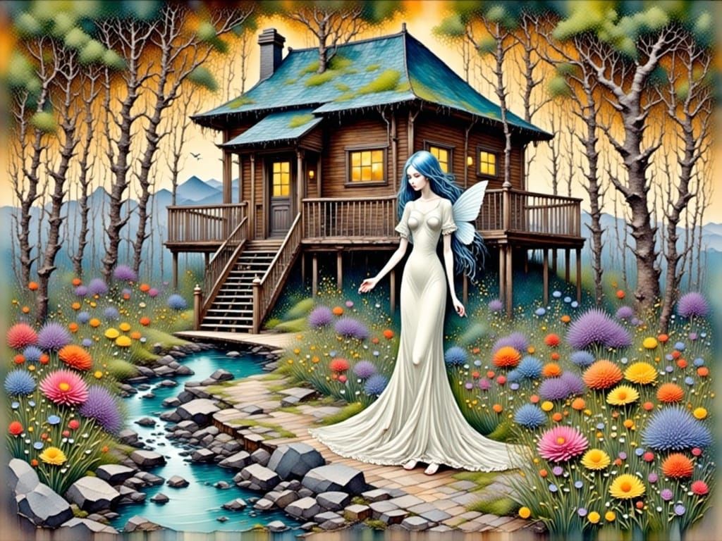 Whimsical Fairycore Scene in a Mystical Woodland