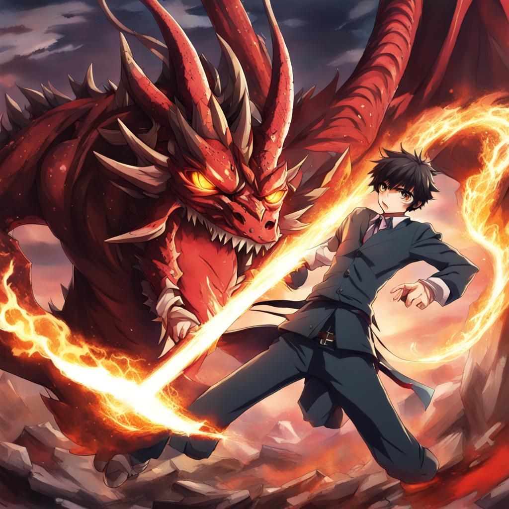 Anime Dragon-Eyed Protagonist Battles a Demon