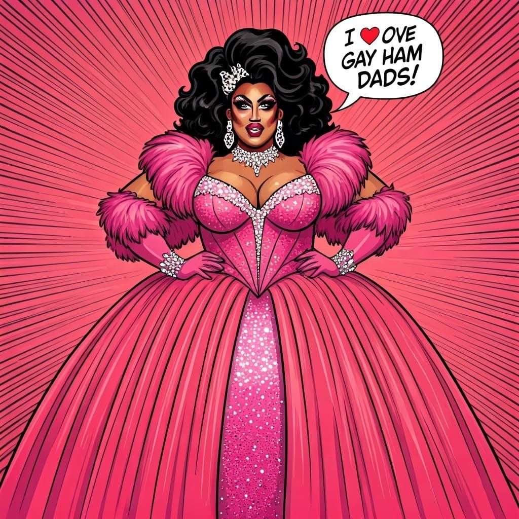 Vibrant Plus-Sized Drag Queen in Pink Ballgown, Celebrating ...