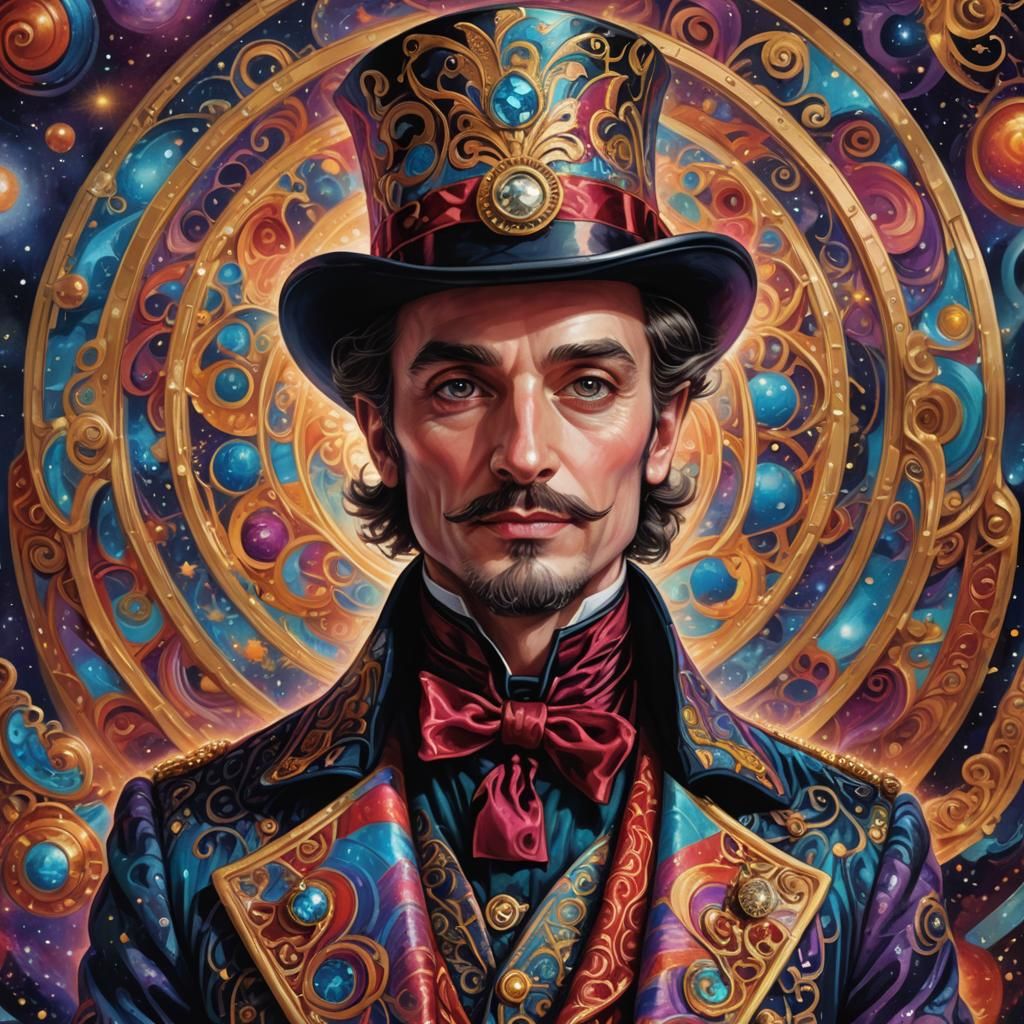 Ringmaster Portrait in Astral Setting, Visionary Art
