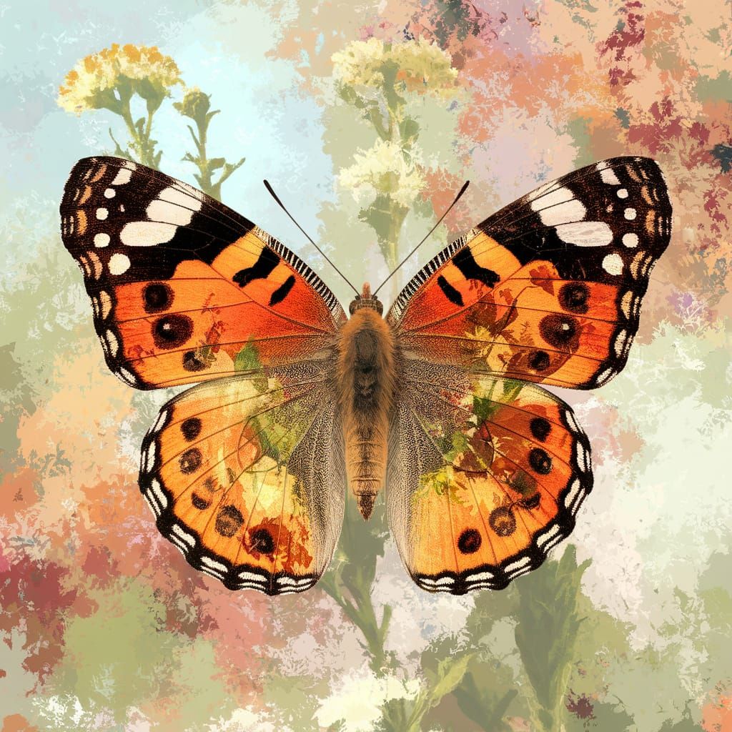 Expressive Orangetip Butterfly in Vibrant Floral Landscape