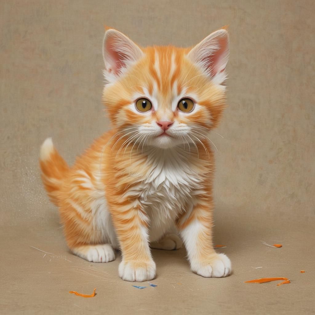 Orange Kitten: Photorealistic Anime Sketch