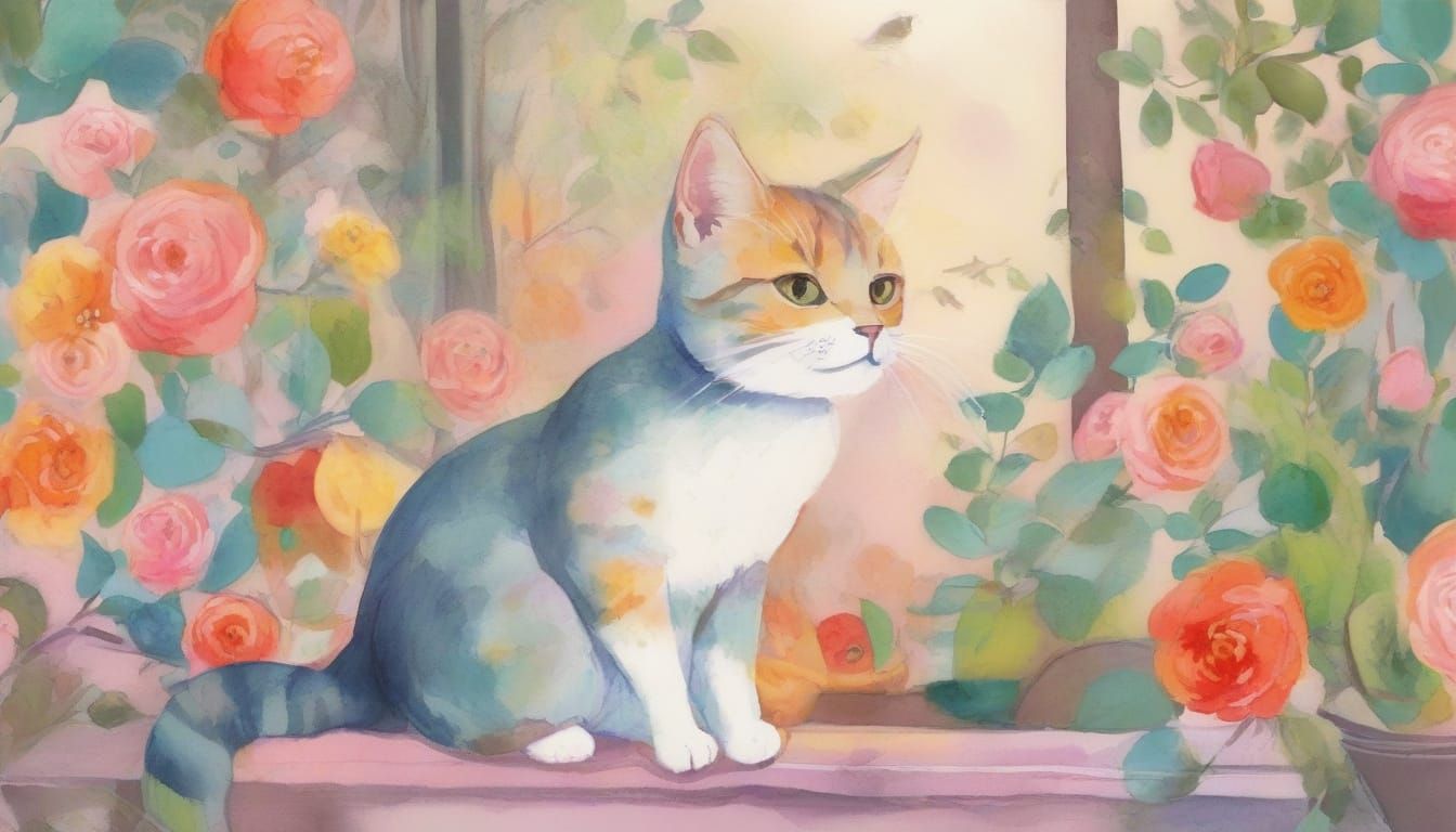 Whimsical Feline Friends in a Cozy Wonderland