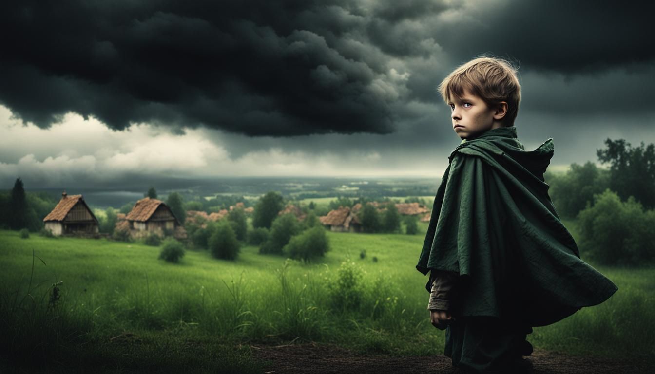 Medieval Boy Sees a Dark and Sinister Supernatural Storm