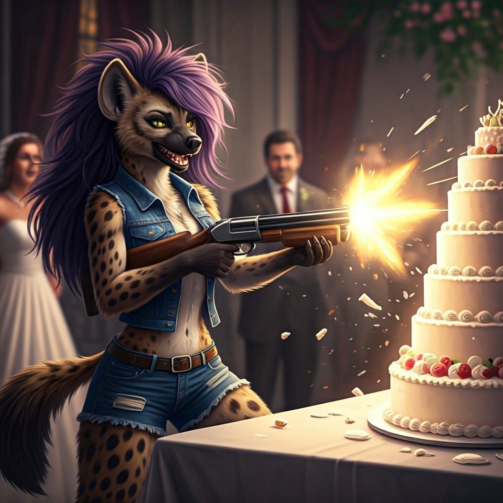 Manic She-Hyena Destroys Wedding Cake in Explosive, Photorea...