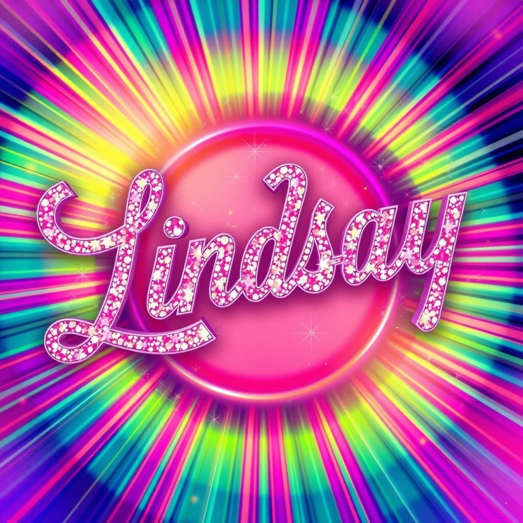 Sparkly Cursive Name on Psychedelic Background