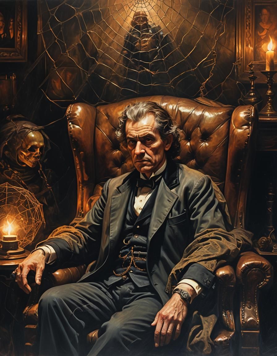 Mad Doctor in Armchair, Fine Art Oil Painting