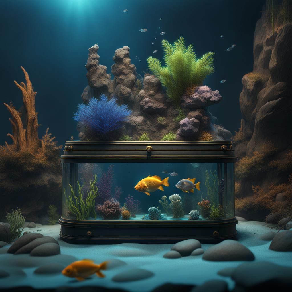 Fantastical Portable Aquarium: Detailed Matte Painting