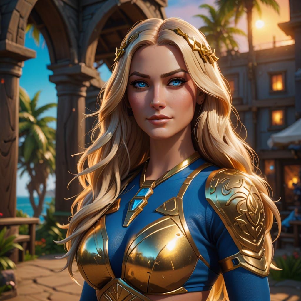 Blonde Woman in Bikini, Fantasy Art Style