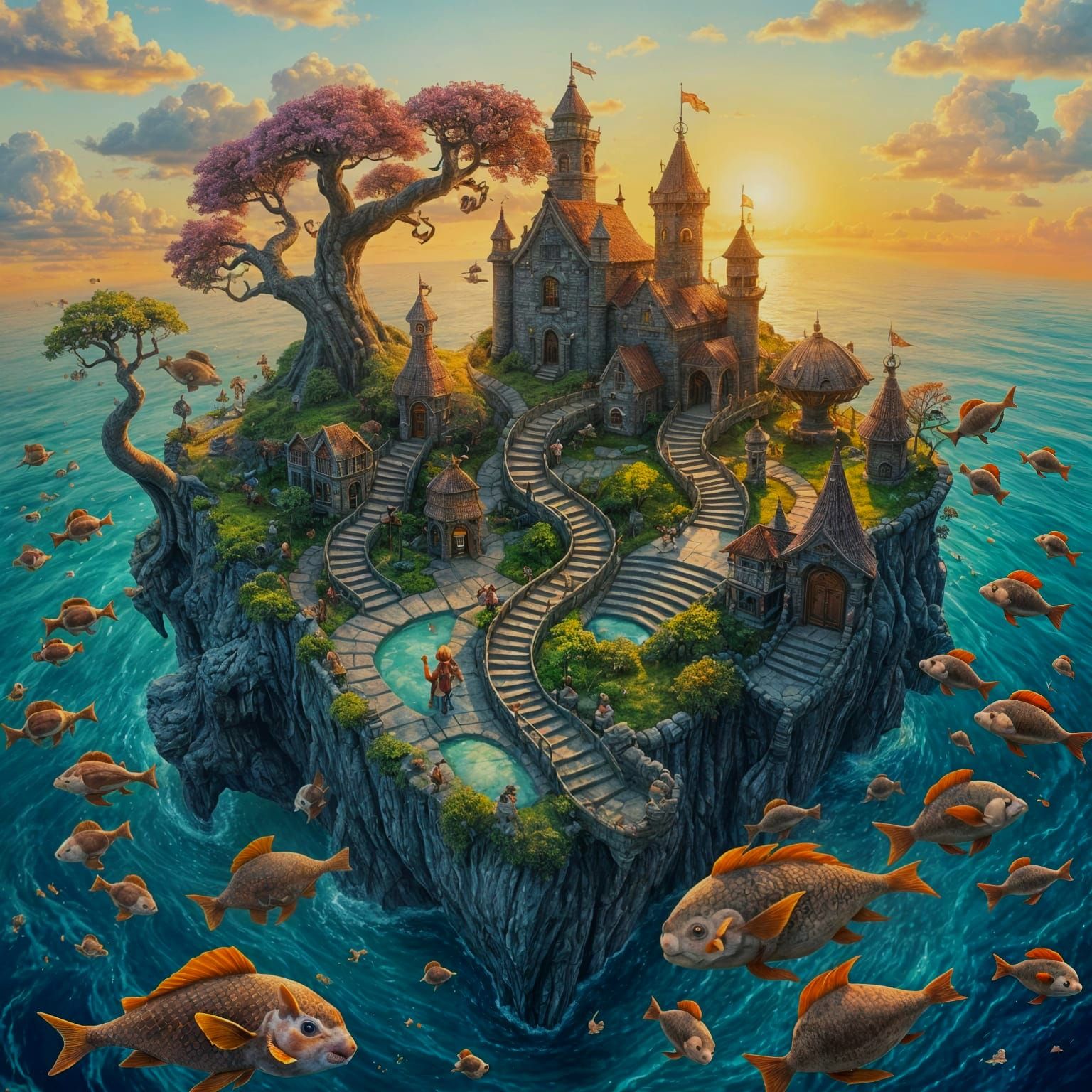 Surreal Hamster Island by Whimsical Coastal Waters