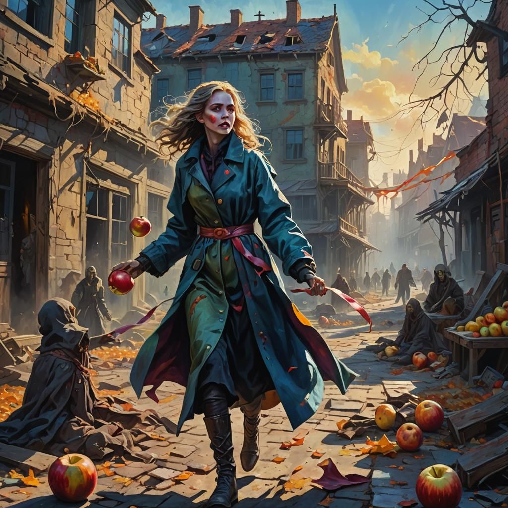 Woman Running From Zombies in Abandoned City