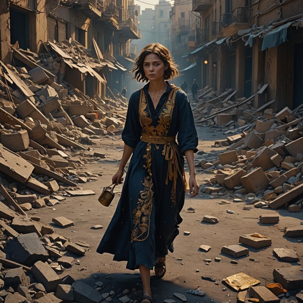 Vagabond Searches Rubble-Strewn Streets in Cyberpunk Style