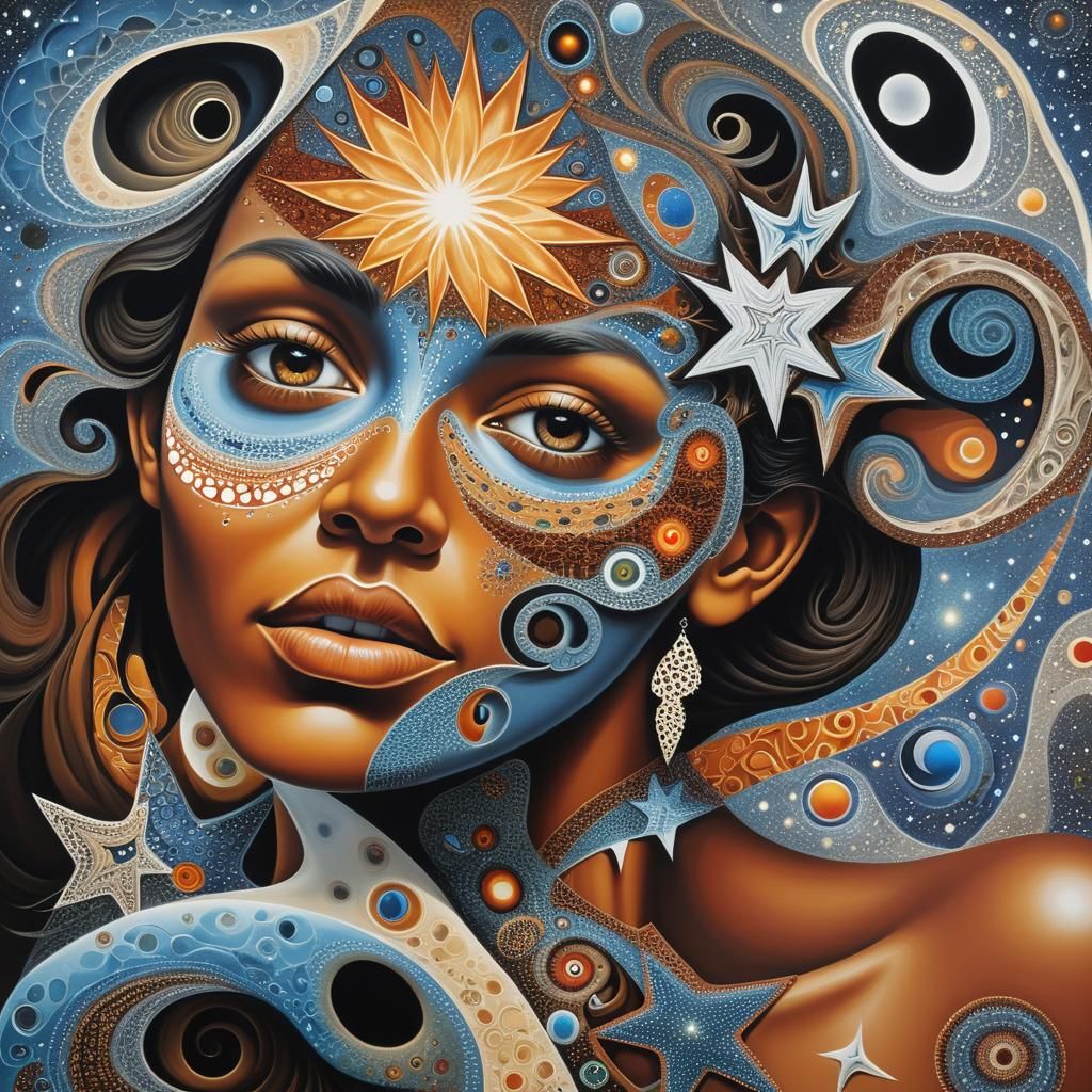 Fractal Aboriginal Art: Mother of Creation in Impasto Style