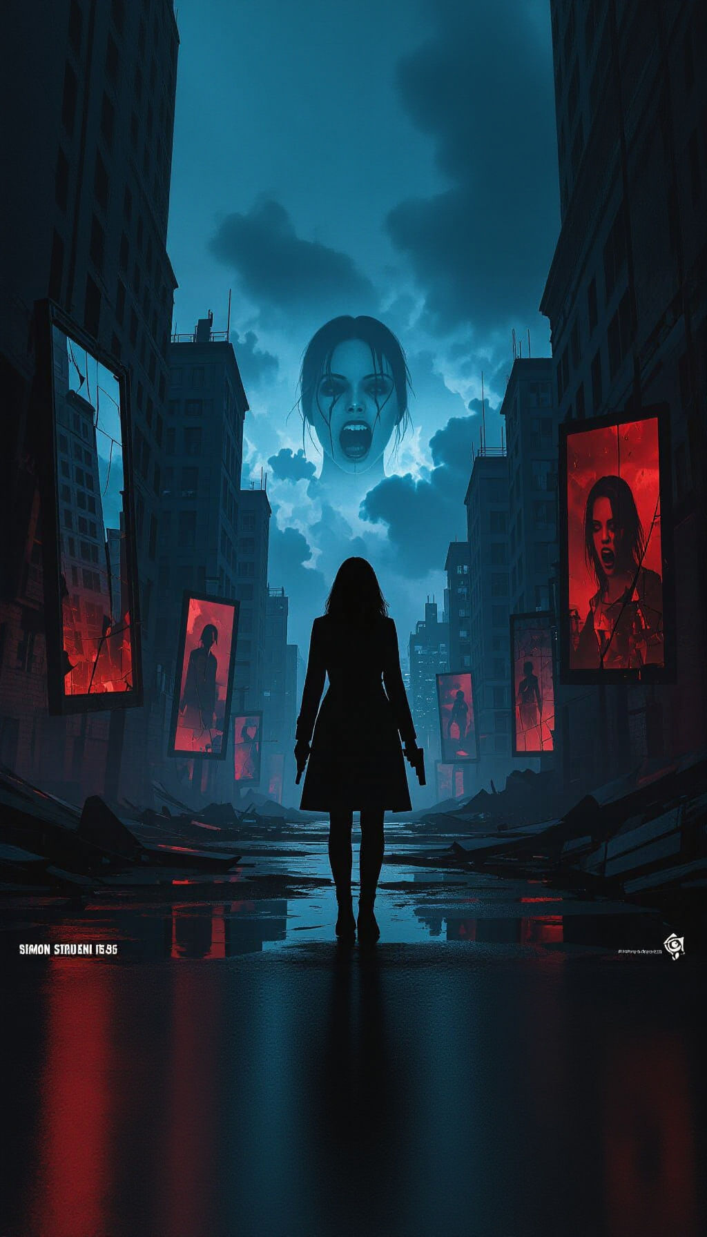 Dark Surreal Movie Poster: Detective in Dreamscape City