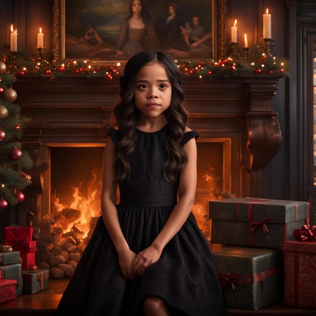 Wednesday Addams Celebrates Christmas: Digital Matte Paintin...