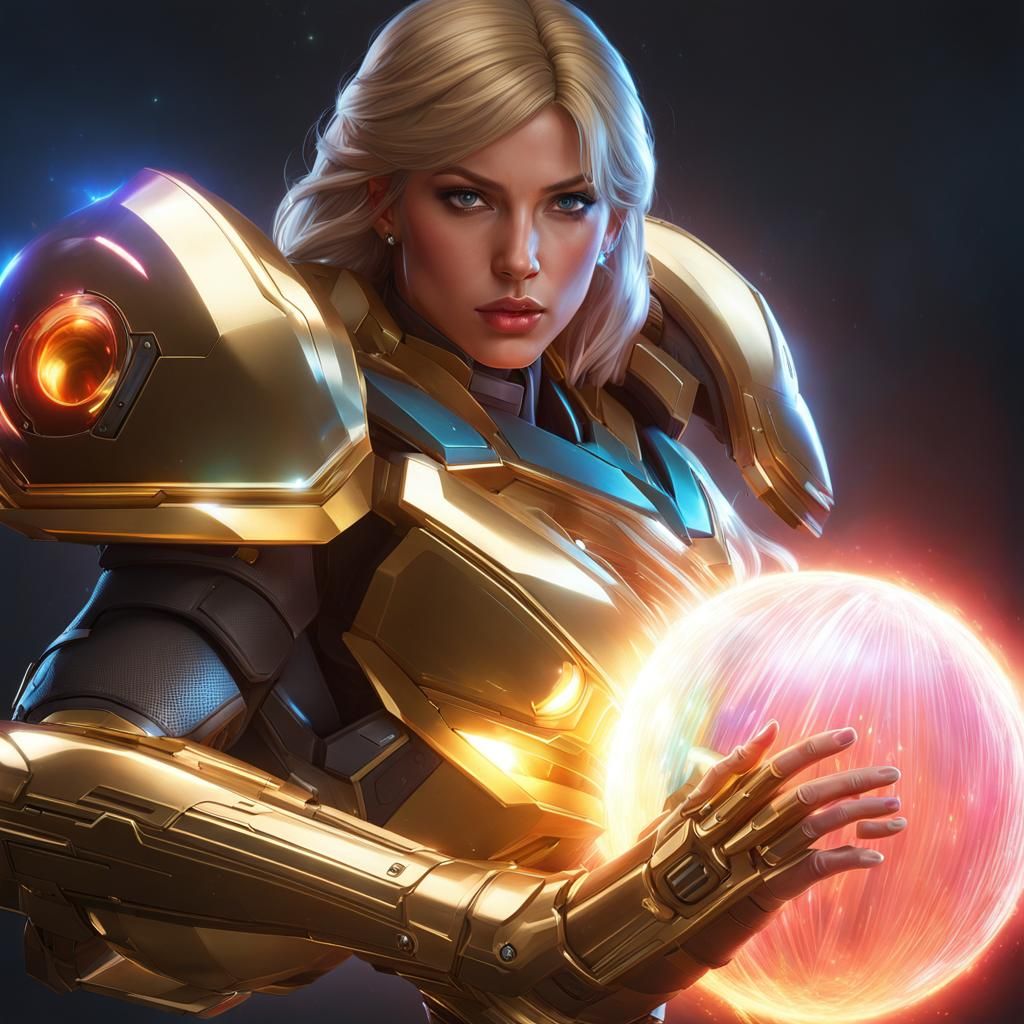 Samus Aran Unleashes Energy, Hyperdetailed Digital Art
