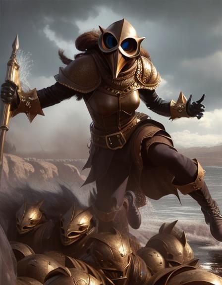 Water Golem Warriors in Bold Digital Art