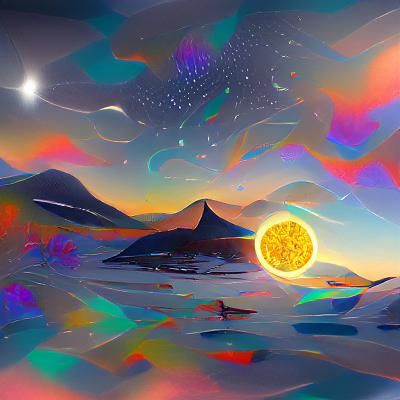 Holographic Midnight Sun by Pablo Amaringo
