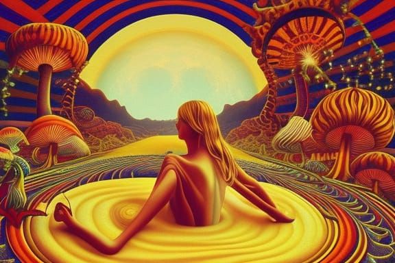 Surreal Sun and Moon Bed Art, Ornate Digital Painting