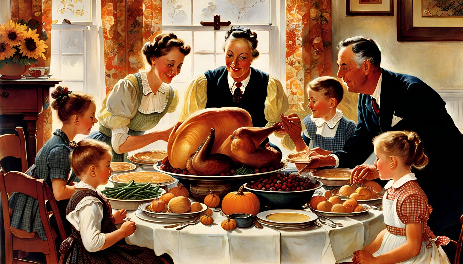 I Wish You All A Happy Thanksgiving - Homage Norman Rockwell's, "Freedom from Want"
