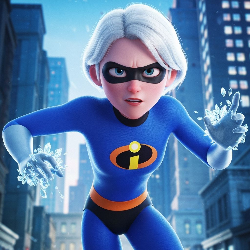 Grayfia Lucifuge as Frozone in Pixar Animation Style