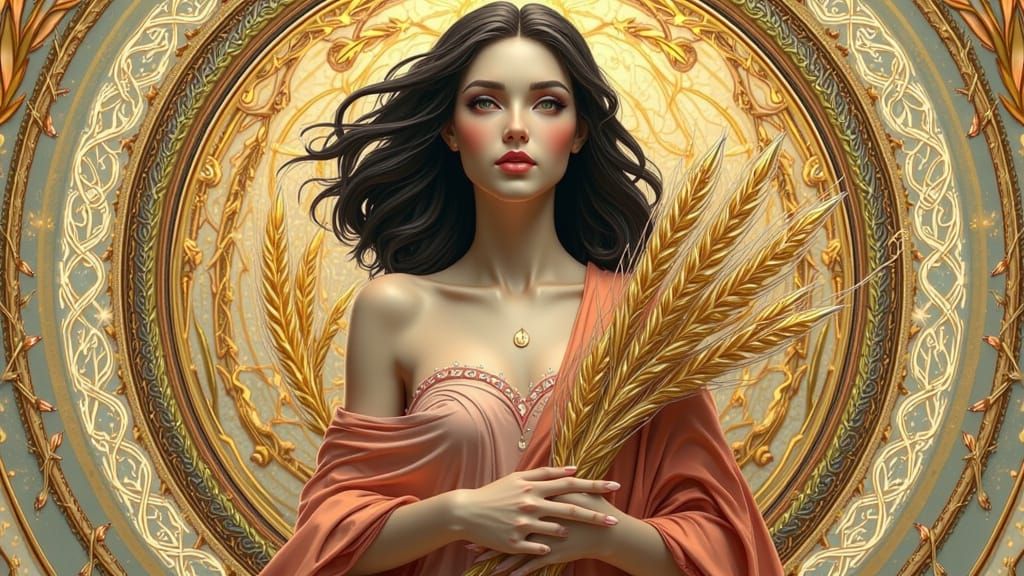 Virgo Maiden in Art Nouveau Style