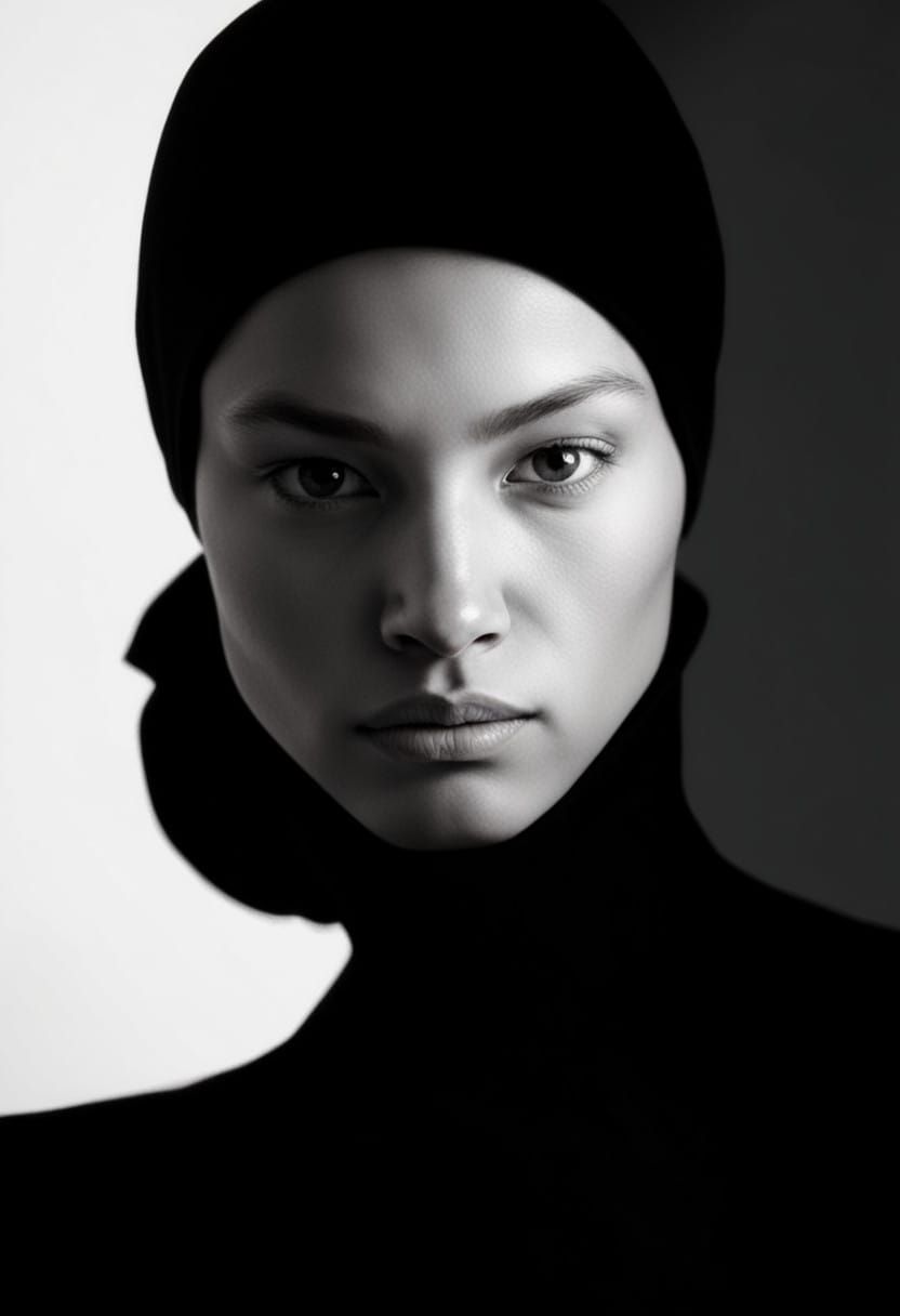 A Woman Lost in Thought in Muted Blue Hues