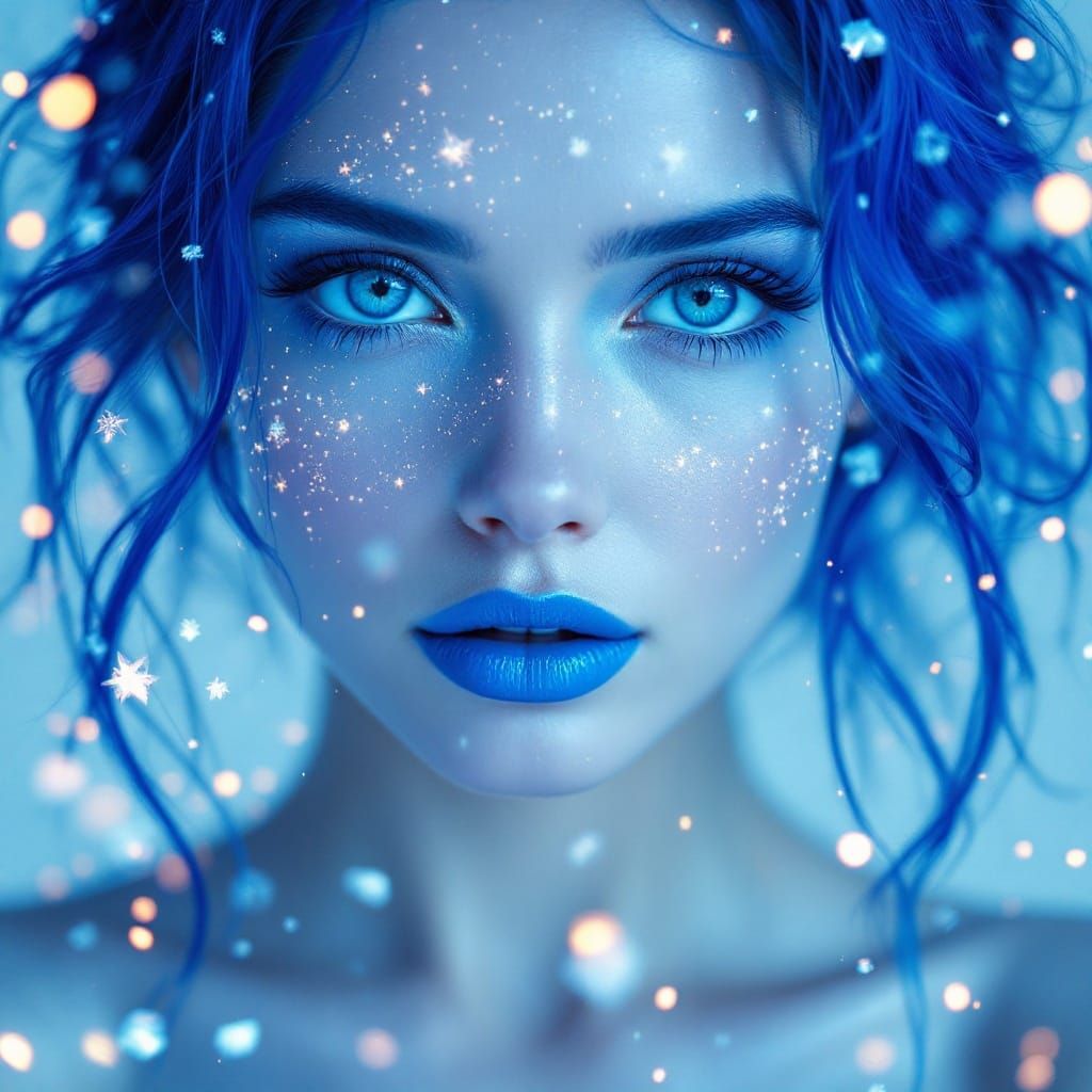 Chiaroscuro Portrait of a Woman with Blue Hair