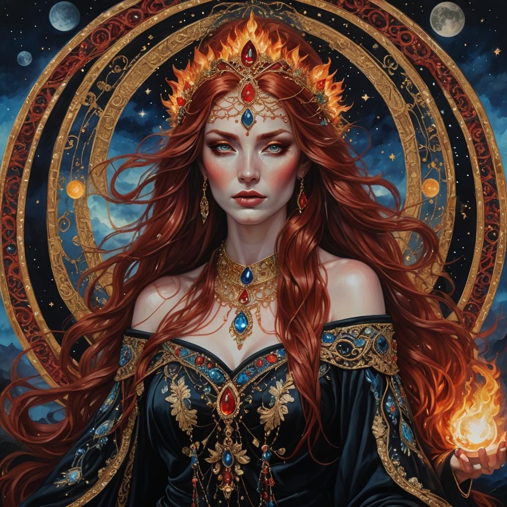 High Fantasy Goddess Portrait in Rich Oil Painting Style