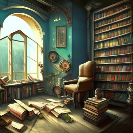 Fantastical Artist Studio in Detailed Matte Painting