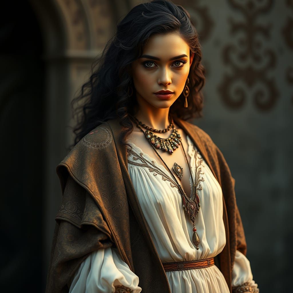 Confident Bohemian Goddess in Elegant, Moody Portraiture