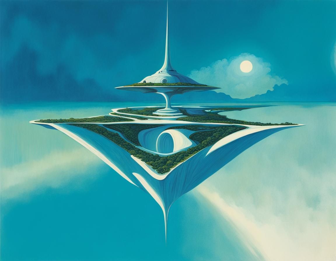 Sci-Fi Book Cover Illustration: Journey to Blue Mist Worlds