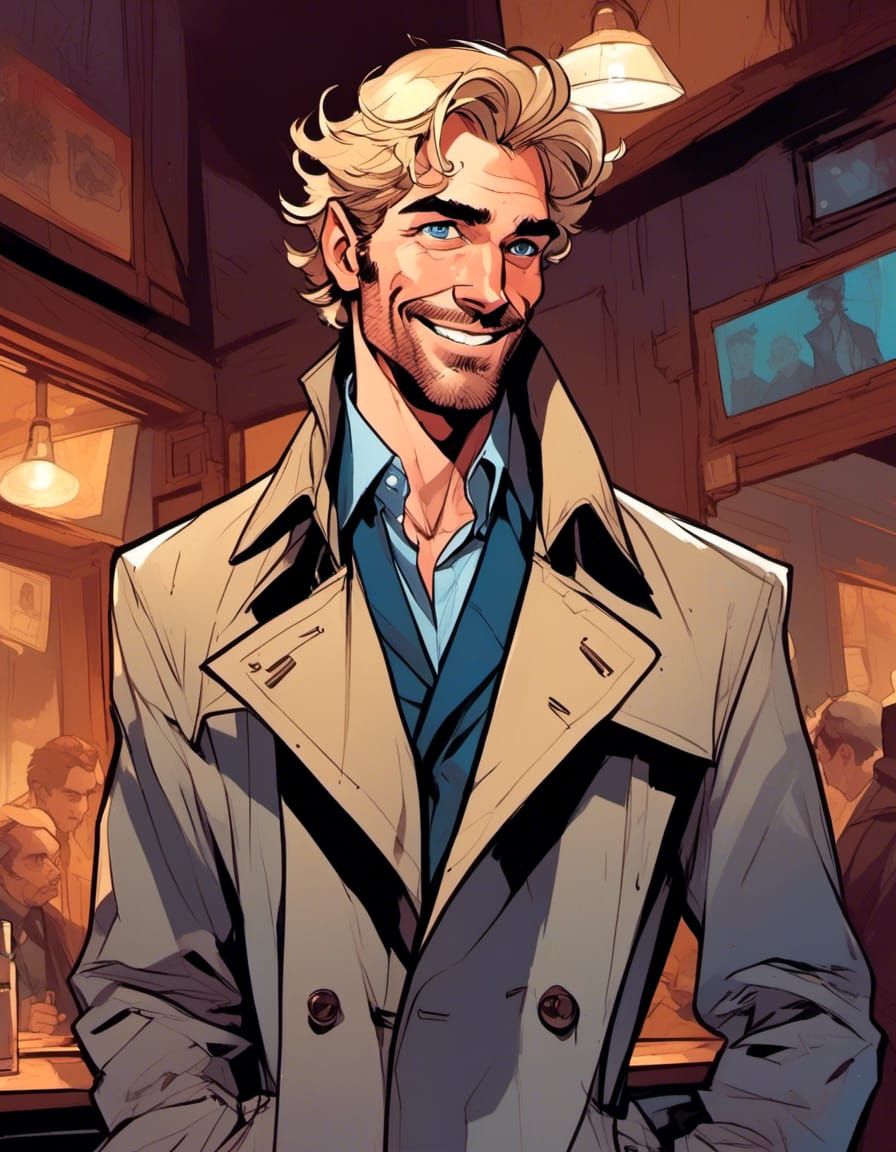 British Man in Tavern: Comic Book Portrait