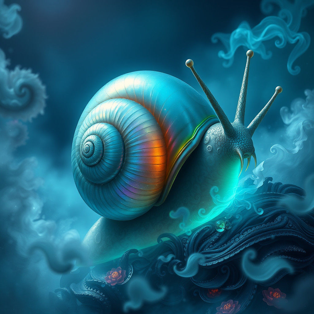 Iridescent Turbosnail Emerges in Surreal Fantasy Art