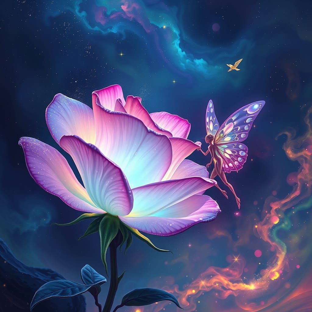Cosmic Rose and Fairy in Alien Nebula